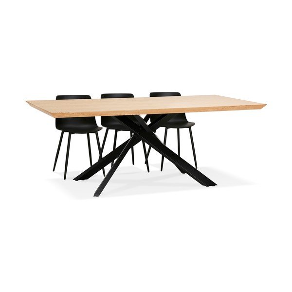 Tavolo da pranzo naturale con gambe nere , 200 x 100 cm Royalty - Kokoon-image-4