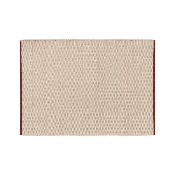 Tappeto rosso/beige in lana tessuto a mano 140x200 cm Lenu – noo.ma