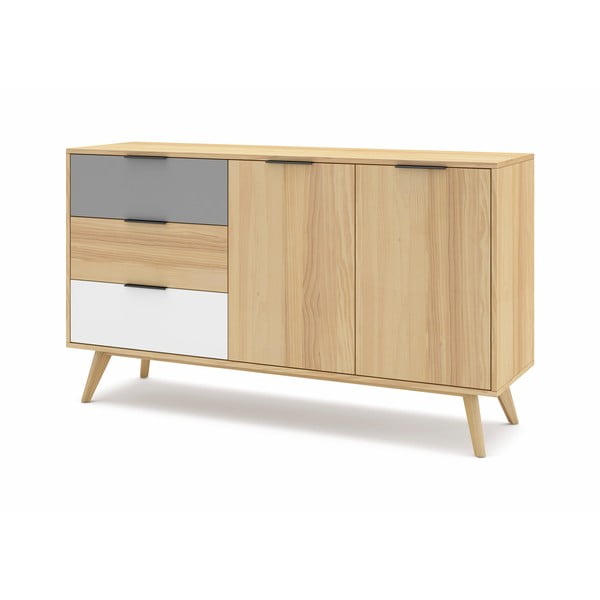 Cassettiera bassa in legno di pino in colore naturale 140x81 cm Elfa - Marckeric-image-3