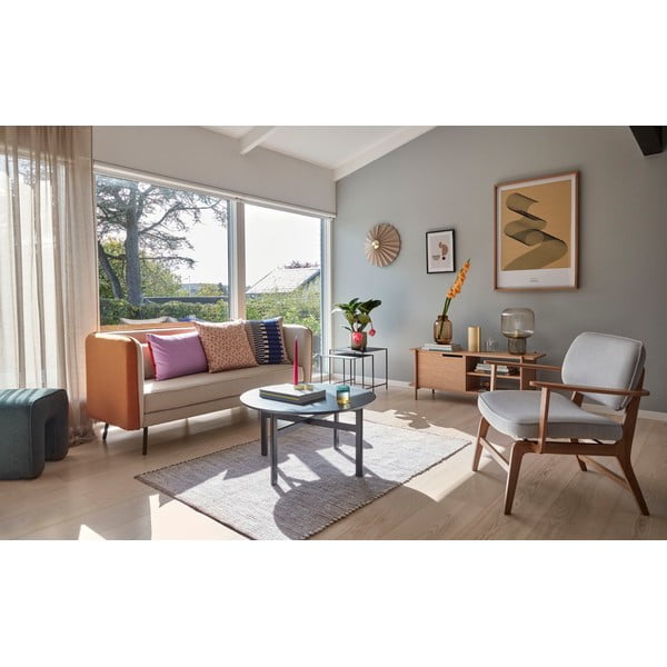 Poltrona grigia con struttura in legno di rovere Haze - Hübsch-image-4