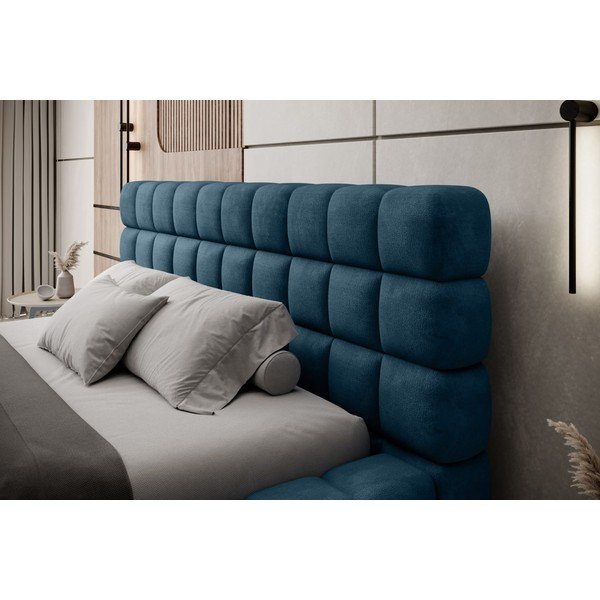 Letto matrimoniale imbottito blu con contenitore e rete inclusi 180x200 cm Dizzle – ELTAP-image-3