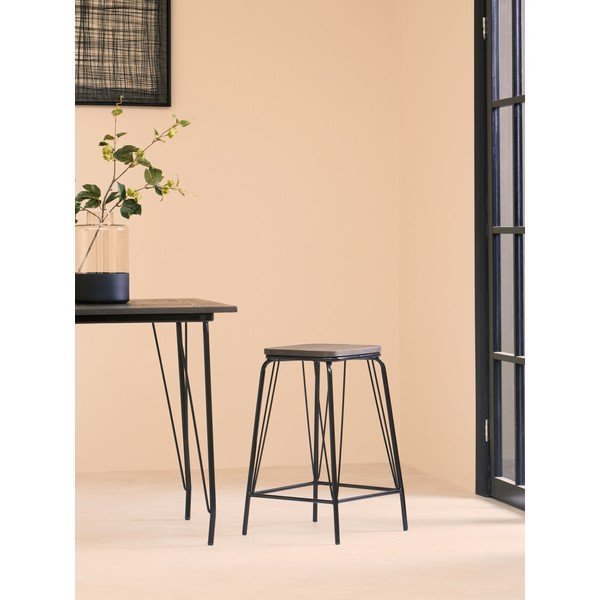 Sgabello nero/marrone in olmo massiccio District – Premier Housewares-image-1