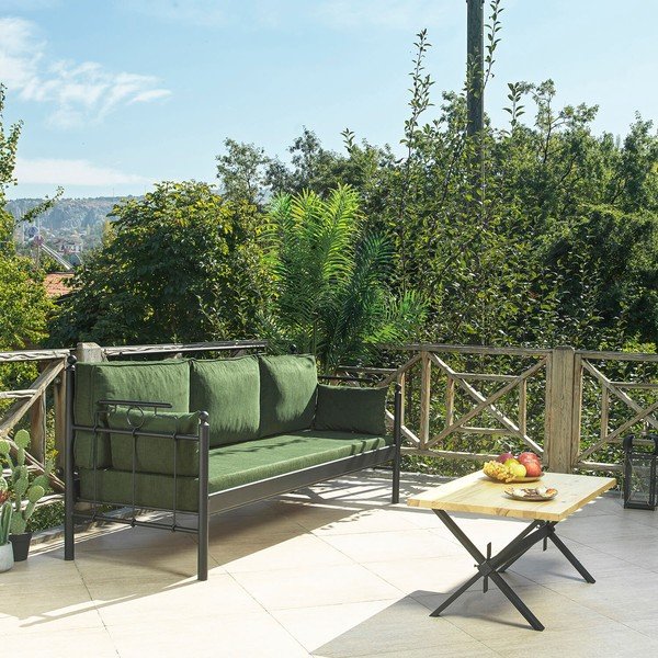 Divano da giardino in metallo verde Hatkus - Floriane Garden-image-1
