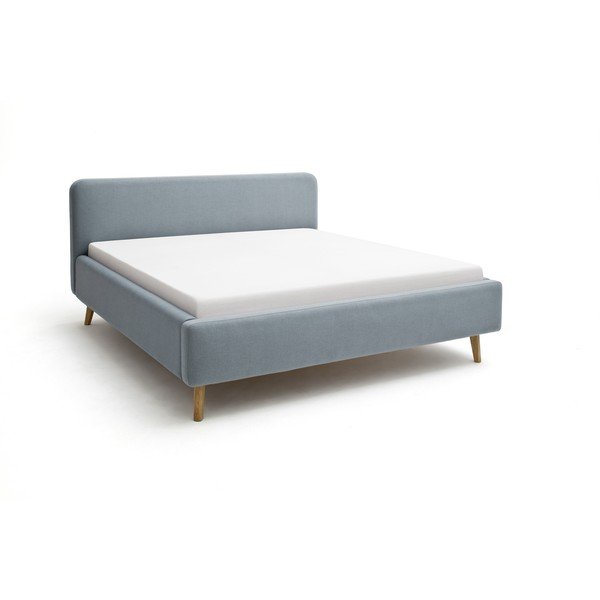 Letto matrimoniale imbottito blu polveroso con contenitore con rete inclusa 140x200 cm Mattis – Meise Möbel