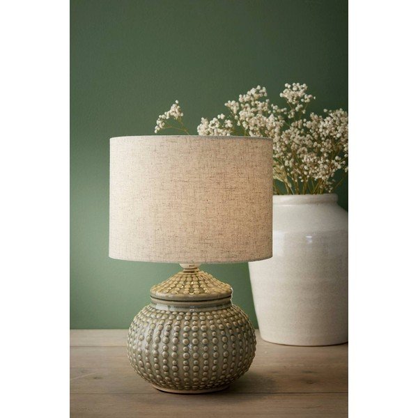 Lampada da tavolo grigia/beige in lino (altezza totale 39 cm) Niko – Ellos Home-image-1