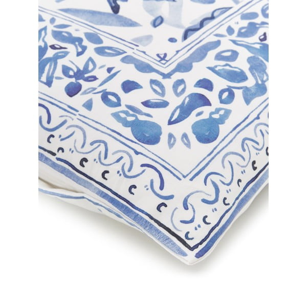 Biancheria da letto singola blu e bianca in cotone sateen , 155 x 220 cm Ryle - Westwing Collection-image-4