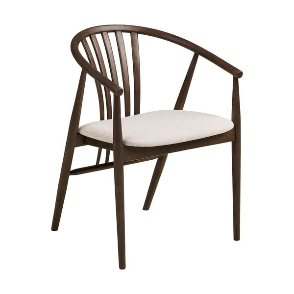 Sedia da pranzo marrone scuro in rovere massiccio con braccioli Agustin – House Nordic