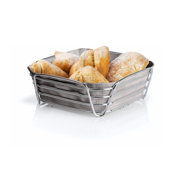 Cestino per il pane grigio con inserto in cotone grigio Delara, larghezza 25 cm - Blomus-image-1