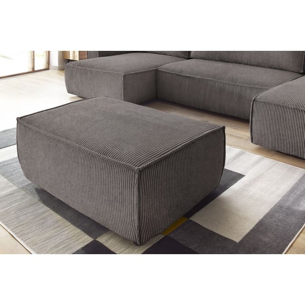 Poggiapiedi grigio tortora con rivestimento in velluto a coste Nihad – Bobochic Paris-image-4