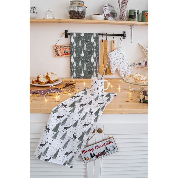 Asciugamani in cotone con motivo natalizio in set da 2 50x70 cm Deer in the Forest - Butter Kings-image-1