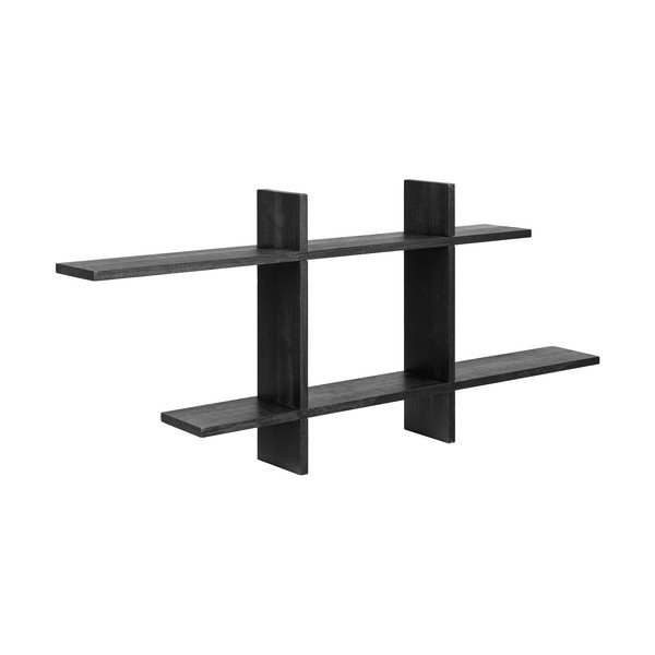 Mensola nera in pino massiccio con ripiani multipli 86 cm Mostar – House Nordic-image-3