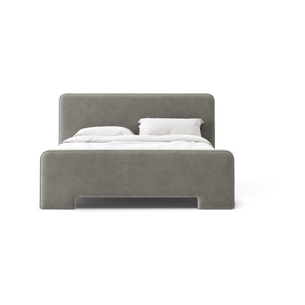 Letto matrimoniale imbottito grigio con rete inclusa 140x200 cm Eda – Micadoni -image-2