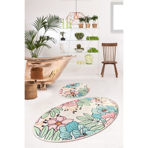 Set di 2 tappetini ovali per il bagno Pastel Bloom - Foutastic-image-1