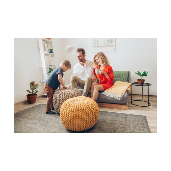 Poggiapiedi grigio scuro con rivestimento in lavorato a maglia Jagger – Bonami Essentials-image-4