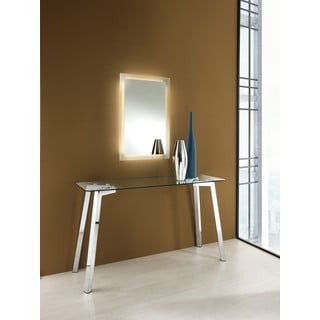 Consolle con piano in vetro in argento 40x125 cm Kirk - Tomasucci