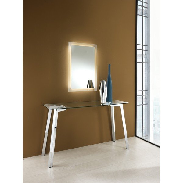 Consolle con piano in vetro in argento 40x125 cm Kirk - Tomasucci-image-1