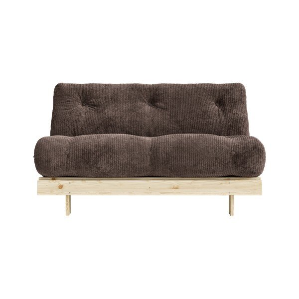 Divano marrone scuro allungabile con rivestimento in velluto a coste 140 cm Roots – Karup-image-3