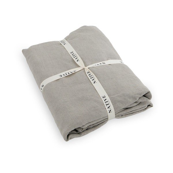 Set copripiumino e federa grigio chiaro/grigio tortora in lino per letto singolo 135x200 cm Natural – Native Natural-image-2