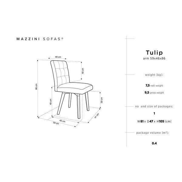 Sedia da pranzo beige Tulip - Mazzini Sofas-image-3