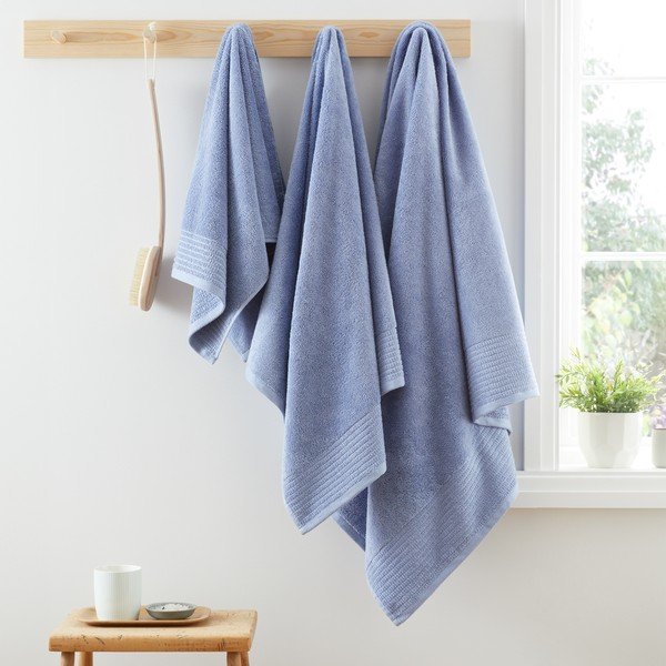 Asciugamano in cotone blu 90x140 cm - Bianca-image-3
