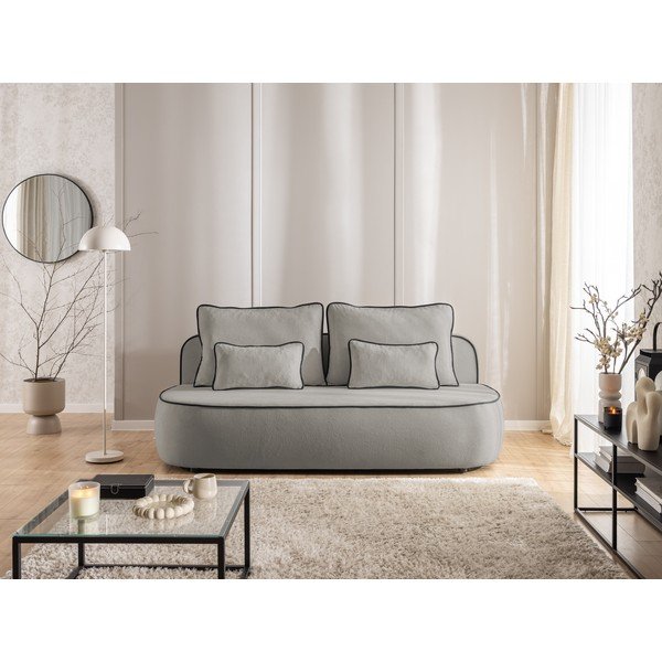 Divano nero/grigio allungabile/con contenitore con rivestimento in velluto 210 cm Saga – Ropez-image-3