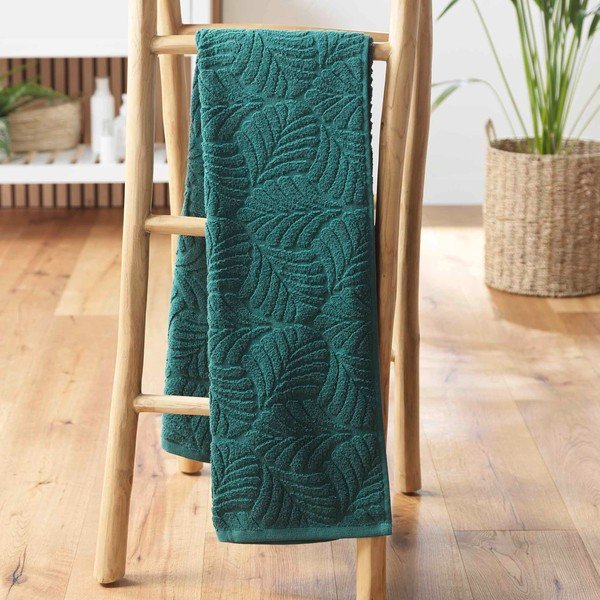 Asciugamano verde in spugna di cotone 70x130 cm Madeira - douceur d'intérieur-image-1