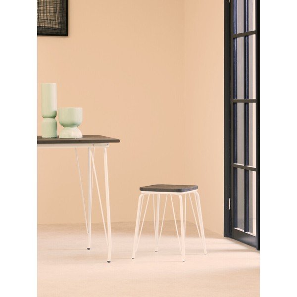 Sgabello bianco/colore naturale scuro in olmo massiccio District – Premier Housewares-image-3