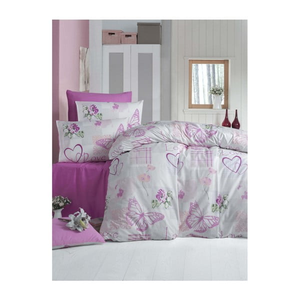 Biancheria da letto in cotone con lenzuolo per letto matrimoniale Simply Love, 200 x 220 cm - Mijolnir