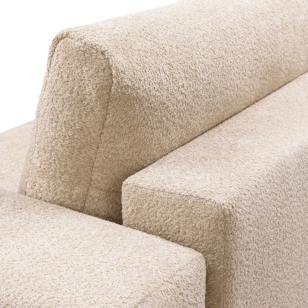 Divano angolare beige allungabile e con contenitore (con penisola a destra e chaise lounge) rivestito in bouclé Rene – Rodier-image-4