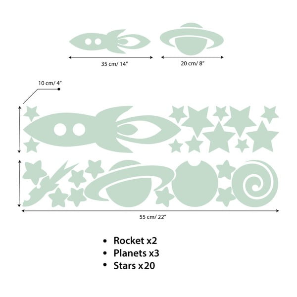 Set di adesivi murali per bambini "Stelle e pianeti". - Ambiance-image-2