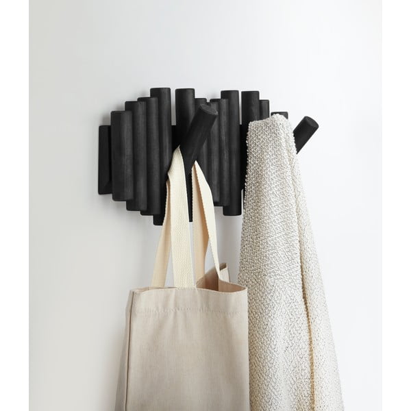 Appendiabiti da parete nero in legno di pino Picket - Umbra-image-1