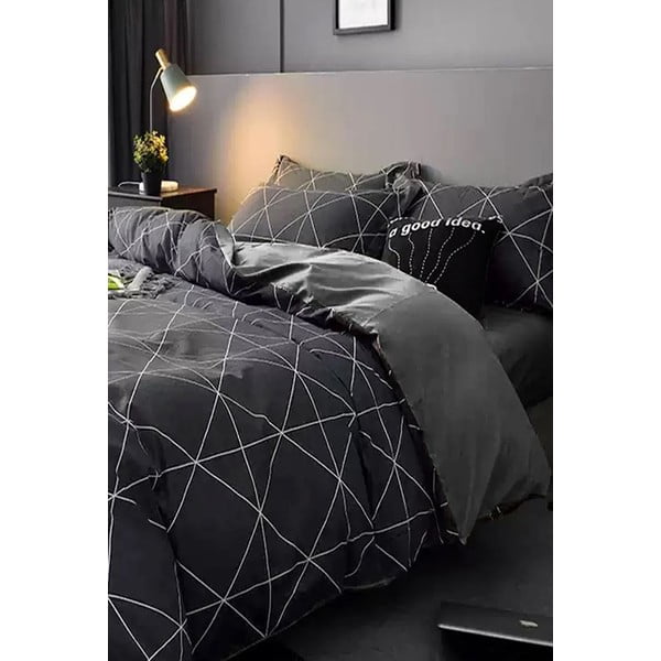Biancheria da letto in cotone grigio scuro per letto matrimoniale/letto allungato con lenzuolo 200x220 cm - Mila Home