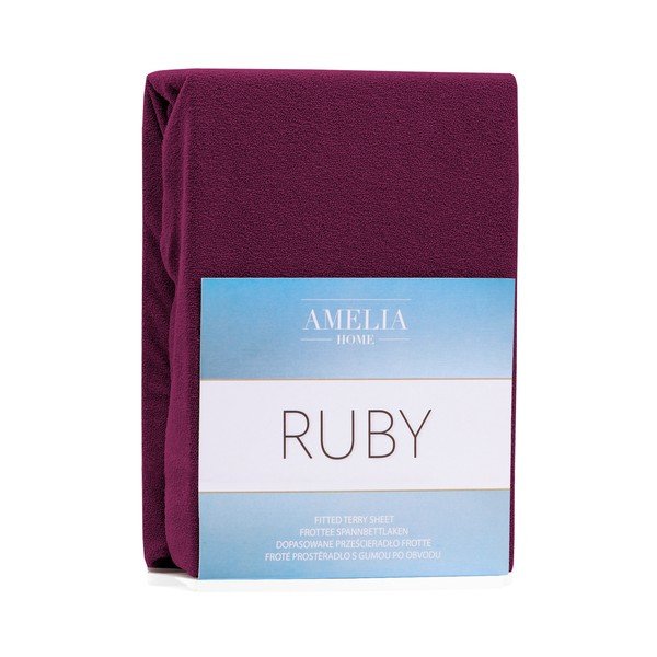 Lenzuolo con angoli bordeaux scuro per letto matrimoniale Siesta, 180/200 x 200 cm Ruby - AmeliaHome-image-2