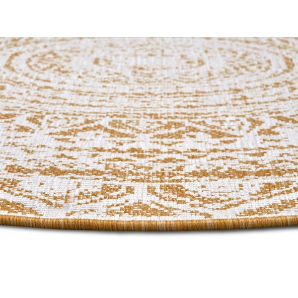 Tappeto rotondo per esterni giallo ocra-bianco ø 140 cm Siruma - NORTHRUGS-image-3