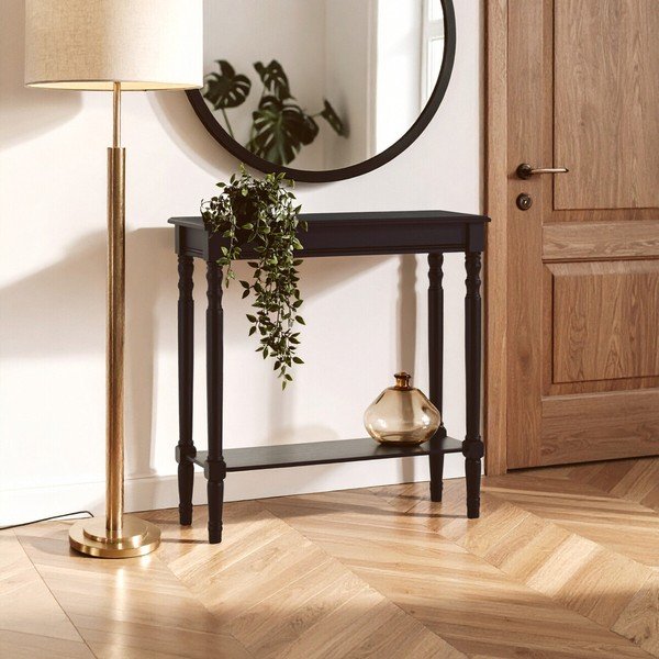 Tavolo consolle nero in pino massiccio 30x80 cm Heritage – Premier Housewares-image-3