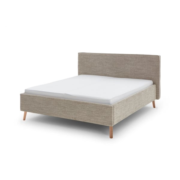 Letto matrimoniale imbottito beige con contenitore con rete inclusa 180x200 cm Riva – Meise Möbel