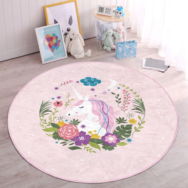 Tappeto rosa per bambini ø 100 cm Comfort - Mila Home-image-2