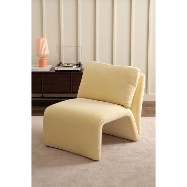 Poltrona giallo chiaro con rivestimento in velluto Bartina – Ellos Home-image-1