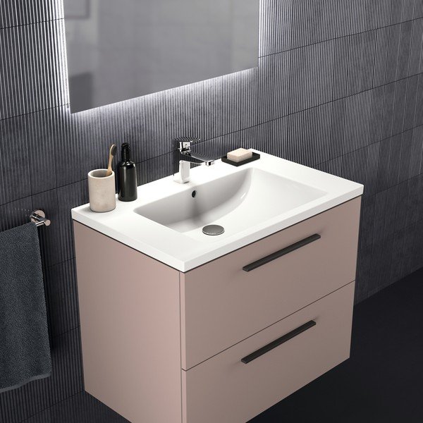 Mobile per lavabo grigio e beige a sospensione 80x63 cm i.Life B - Ideal Standard-image-1