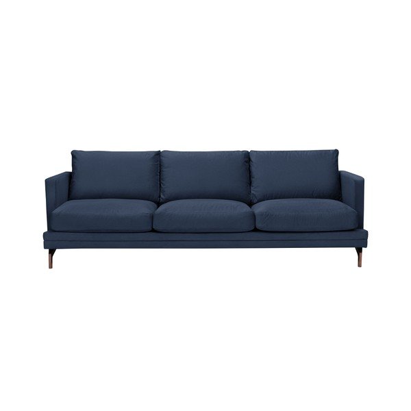 Tmavě modrá trojmístná pohovka s podnožím ve zlaté barvě Windsor & Co Sofas Jupiter