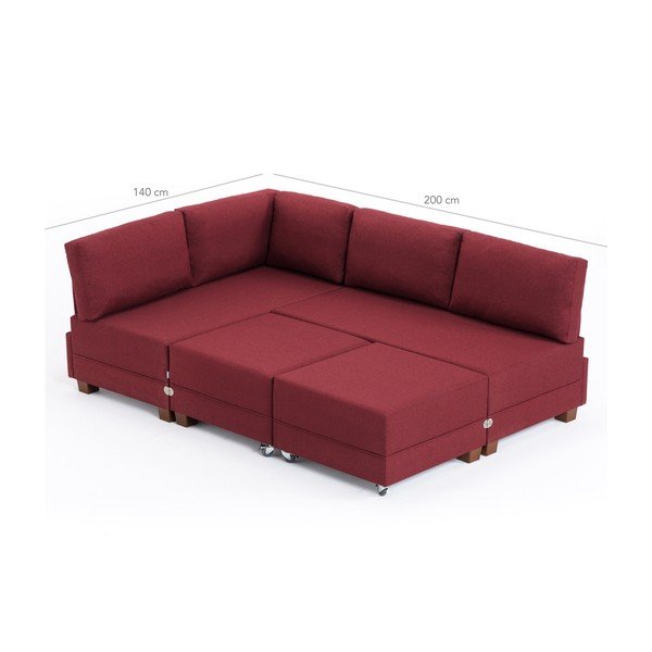Divano letto bordeaux angolo sinistro 2 tavole di contenimento Diana - Balcab Home-image-2