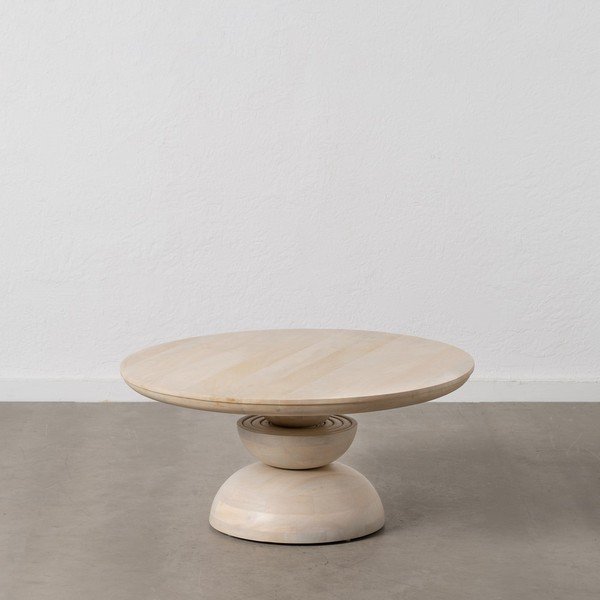 Tavolino rotondo color crema in legno di mango ø 90 cm Batel - Ixia-image-1