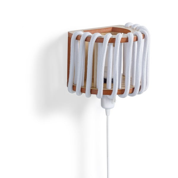 Lampada da parete bianca con struttura in legno, lunghezza 20 cm Macaron - EMKO-image-2