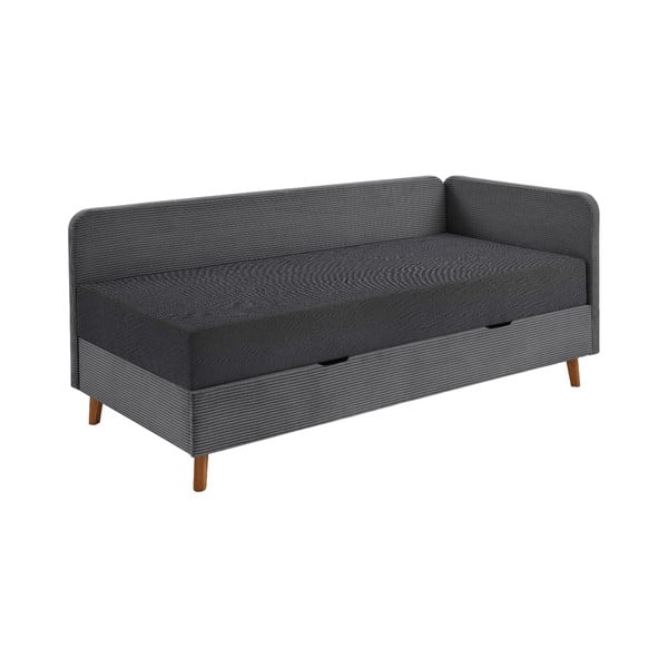 Letto singolo imbottito grigio scuro con contenitore con materasso incluso 90x200 cm Cabana – Meise Möbel