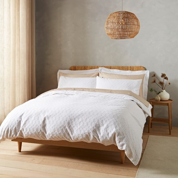 Biancheria da letto singola in cotone bianco 135x200 cm Waffle - Bianca