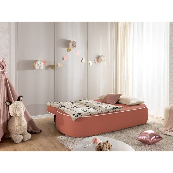 Divano per bambini rosa/grigio chiaro allungabile/con contenitore con rivestimento in velluto 210 cm Saga – Ropez-image-2