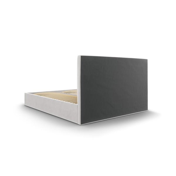 Letto matrimoniale imbottito grigio chiaro con contenitore con griglia 140x200 cm Juniper - Mazzini Beds-image-4