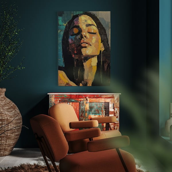 Quadro con elementi dipinti a mano 70x100 cm Vivian – Styler-image-1