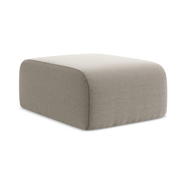 Poggiapiedi marrone chiaro con rivestimento in velluto Lani – Makamii