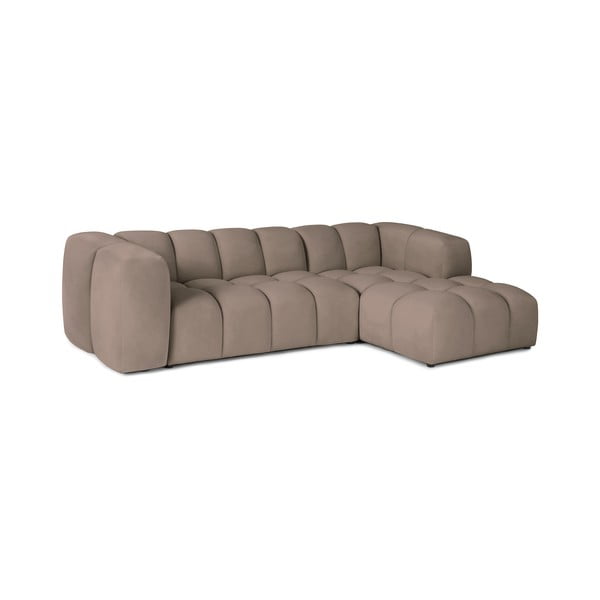 Divano angolare grigio tortora (con penisola a destra e chaise lounge) con rivestimento in velluto Cube – Bonami Selection-image-2